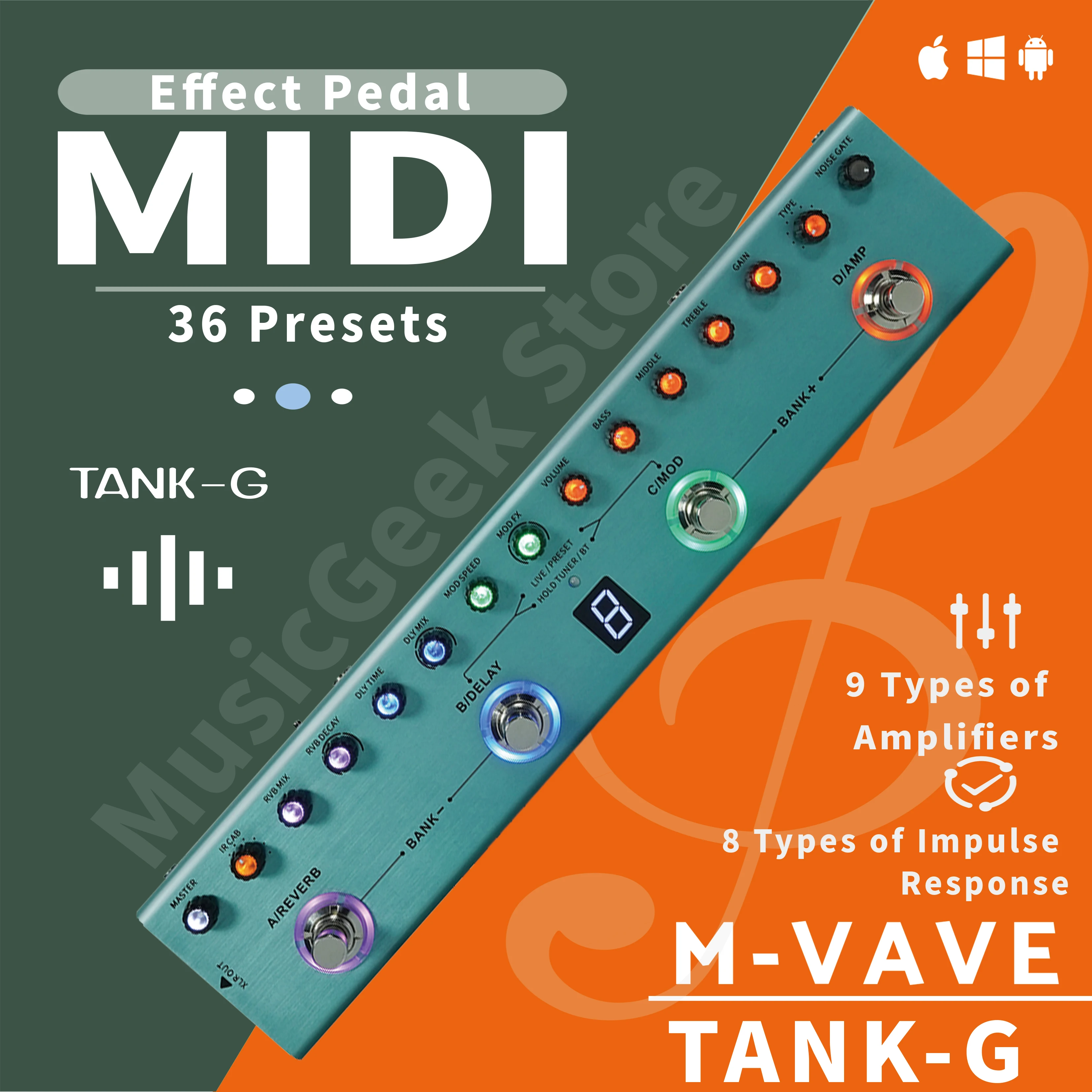M-VAVE Tank-G Guitar Multi-Effects Pedal Rechargeable 36 Presets 9 Preamp Slots 8 IR Cab Slots 3 Modulation/Delay/Reverb Effects
M-VAVE Tank-G Guitar Multi-Effects Pedal Rechargeable 36 Presets 9 Preamp Slots 8 IR Cab Slots 3 Modulation/Delay/Reverb Effects