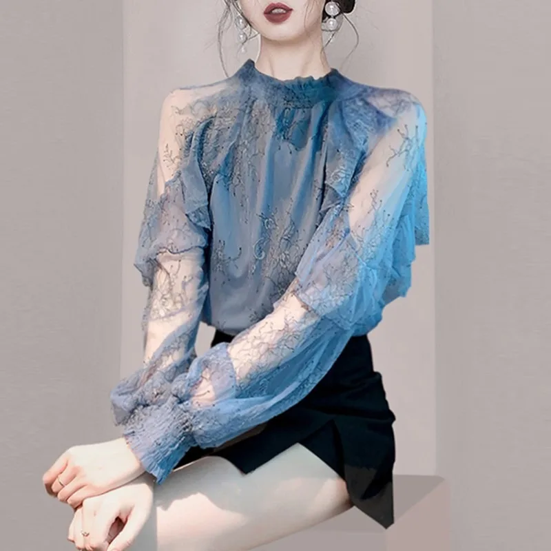 Elegant Sweet Fairyish Mesh Shirt Women's High-End Brand Small Top Korean Style Commute Wind Long Sleeve Regular Thickness
Elegant Sweet Fairyish Mesh Shirt Women's High-End Brand Small Top Korean Style Commute Wind Long Sleeve Regular Thickness