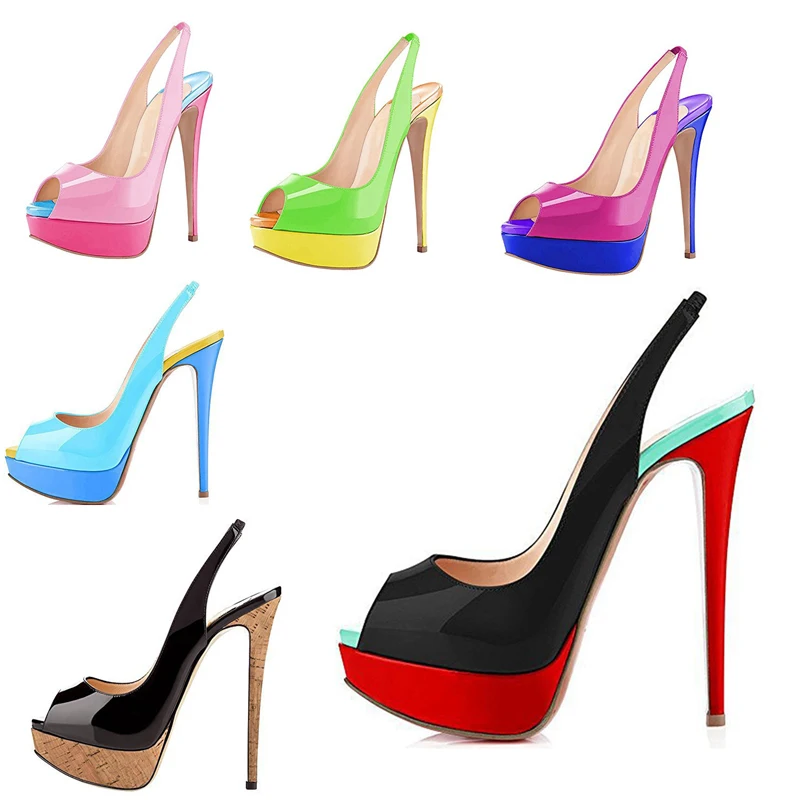 Sexy Mixed Colors Platform14cm High Heel Slinbacks Pumps Peep Toe Patent Leather Shoes Woman Multi Patchwork Banquet Zapatos
Sexy Mixed Colors Platform14cm High Heel Slinbacks Pumps Peep Toe Patent Leather Shoes Woman Multi Patchwork Banquet Zapatos