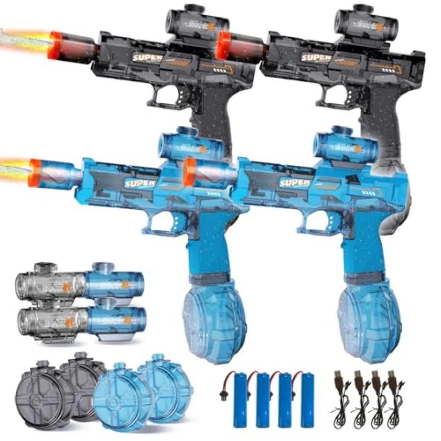 4Pcs Electric Water Gun for Adults: Black+Blue ABS Plastic Automatic Squirt Pistol with Water Spray Sound LED Light Leak-Proof
4Pcs Electric Water Gun for Adults: Black+Blue ABS Plastic Automatic Squirt Pistol with Water Spray Sound LED Light Leak-Proof