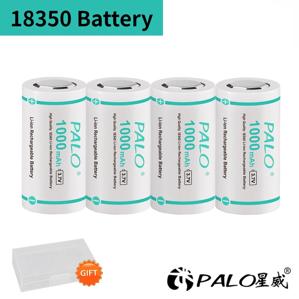 PALO 1000mAh Li-ion 18350 Rechargeable Batteries 3.7V Lithium Battery for Electronic Cigarette Gps Navigator Medical Instruments
PALO 1000mAh Li-ion 18350 Rechargeable Batteries 3.7V Lithium Battery for Electronic Cigarette Gps Navigator Medical Instruments
