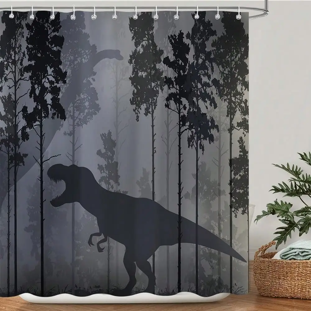 Funny Misty Forest Dinosaur Shower Curtain for Boys Men, Waterproof Polyester Bathroom Curtain Set, 3 Sizes 120180(8 Hooks)/150180/180*180(10 Hooks)
Funny Misty Forest Dinosaur Shower Curtain for Boys Men, Waterproof Polyester Bathroom Curtain Set, 3 Sizes 120180(8 Hooks)/150180/180*180(10 Hooks)