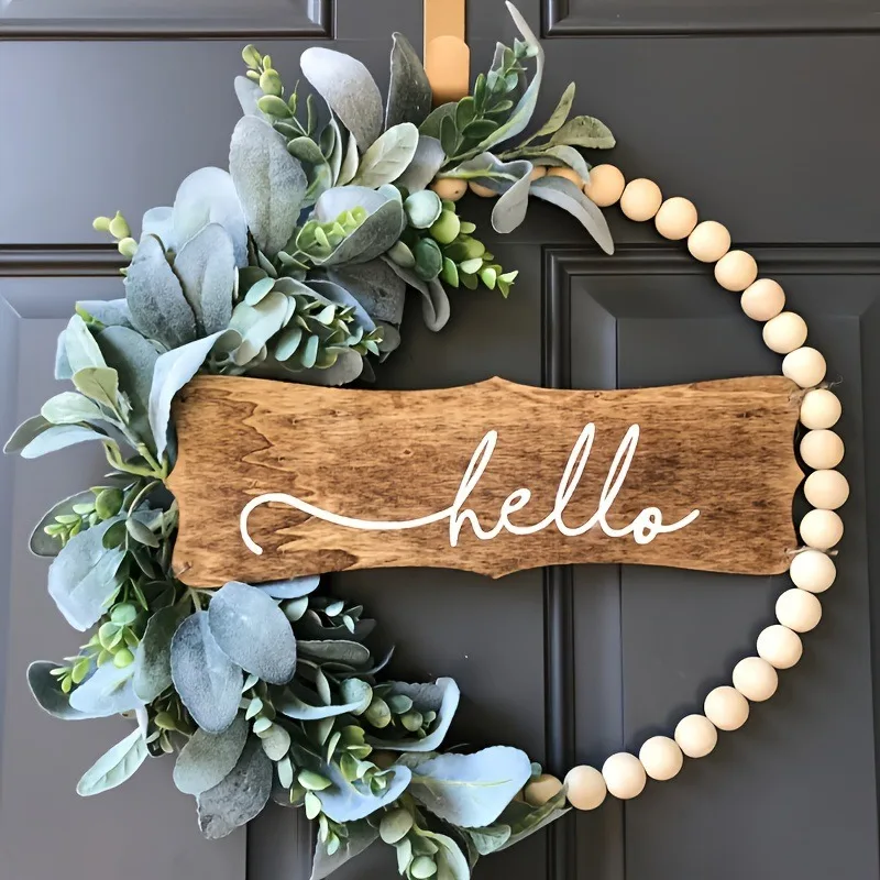 Wooden Welcome Sign Wreath for The Door Wood Bead Garland Artificial Eucalyptus Wreath Garden Wall Hanging Party Wedding Decor
Wooden Welcome Sign Wreath for The Door Wood Bead Garland Artificial Eucalyptus Wreath Garden Wall Hanging Party Wedding Decor