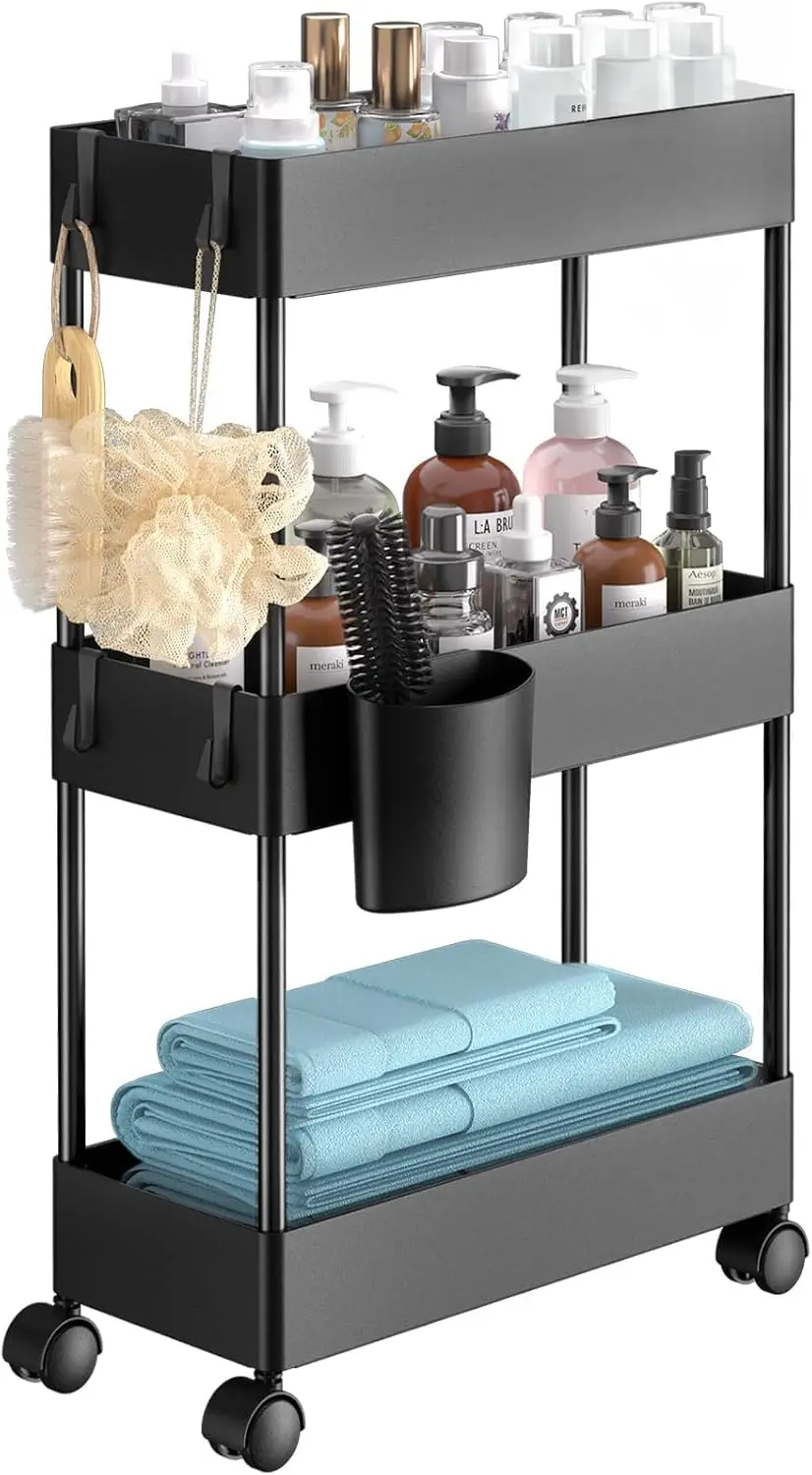 Slim Storage Cart With Wheels Three Tier Bathroom Organizer Rolling Kitchen Narrow Space
Slim Storage Cart With Wheels Three Tier Bathroom Organizer Rolling Kitchen Narrow Space