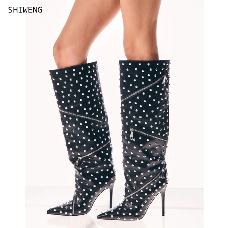2025 Bling Pointed Toe Studded Crystals Boots Women Fashion Zipper Thin Heel Knee Length Boots Lady Party Nightclub Shoes 44
2025 Bling Pointed Toe Studded Crystals Boots Women Fashion Zipper Thin Heel Knee Length Boots Lady Party Nightclub Shoes 44