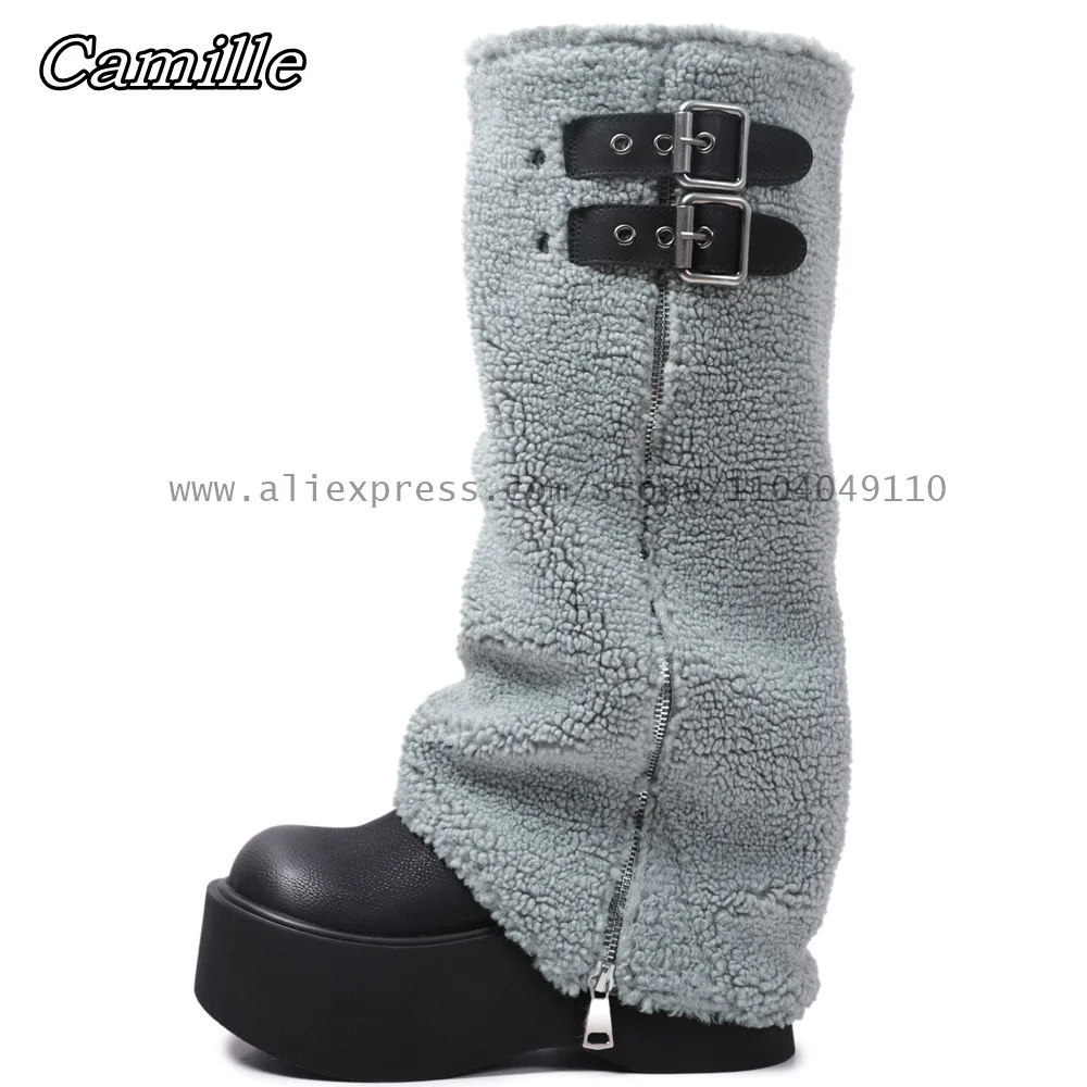 Fur Lamb Wool Side Zipper Thick Sol Height Increasing Boots 2025 Winter NEW INS Fashion Snow Boots Round Toe Platform Lady Boots
Fur Lamb Wool Side Zipper Thick Sol Height Increasing Boots 2025 Winter NEW INS Fashion Snow Boots Round Toe Platform Lady Boots