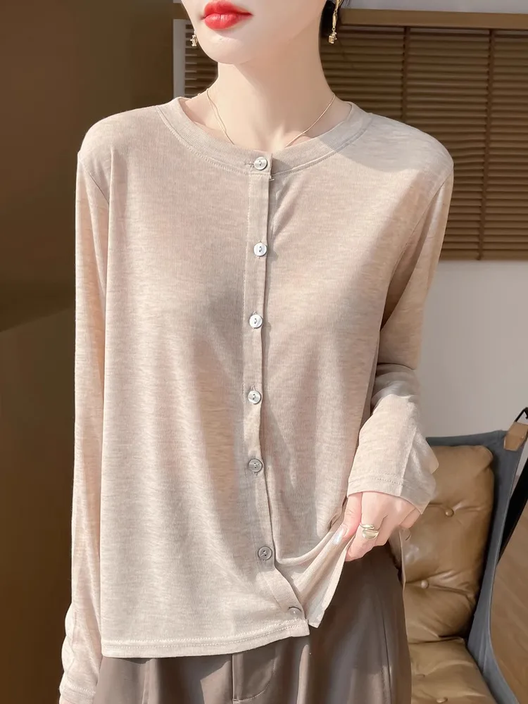 Spring Summer Thin round Ne Color Knitted Open Cardigan Women Loose Slimming Versatile Single Button Long Sve Base...
Spring Summer Thin round Ne Color Knitted Open Cardigan Women Loose Slimming Versatile Single Button Long Sve Base...