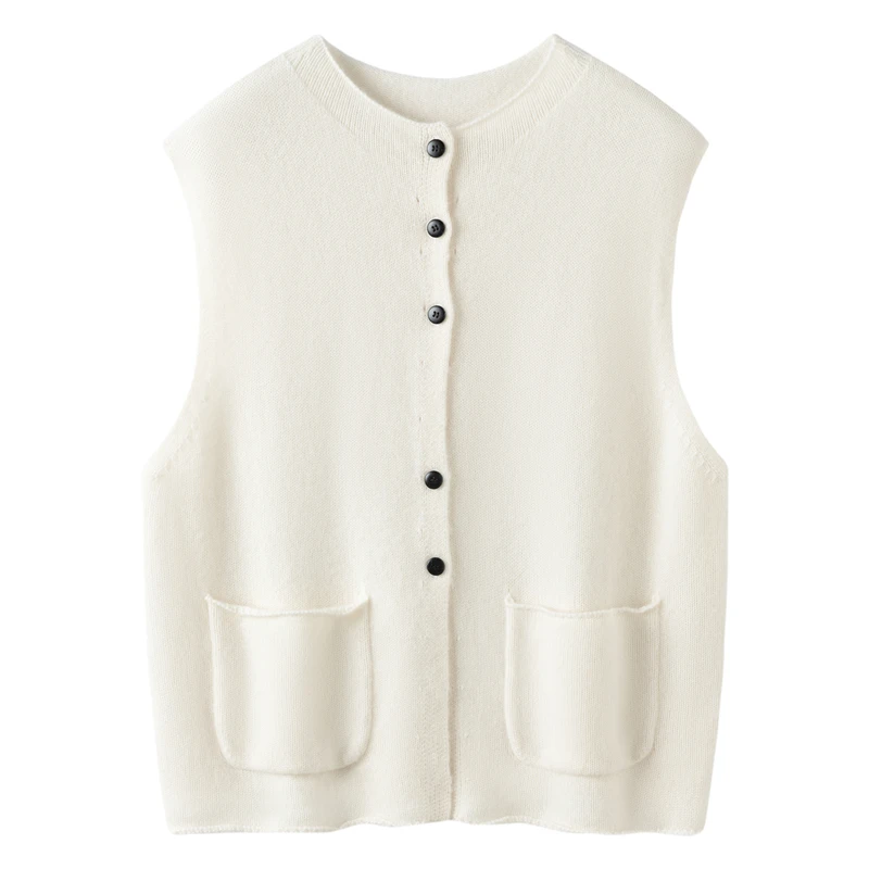2025 Autumn Winter Women's O-neck 100% Cashmere Cardigan Waistcoat Sleeveless Sweater Pure Cashmere Vest Pockets Knitwear Top
2025 Autumn Winter Women's O-neck 100% Cashmere Cardigan Waistcoat Sleeveless Sweater Pure Cashmere Vest Pockets Knitwear Top