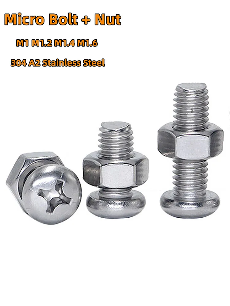 50Sets Micro M1 M1.2 M1.4 M1.6 304 Stainless steel Screw Nut Set Cross Round Phillips Pan Head Bolt Hexagon Nuts Combination
50Sets Micro M1 M1.2 M1.4 M1.6 304 Stainless steel Screw Nut Set Cross Round Phillips Pan Head Bolt Hexagon Nuts Combination