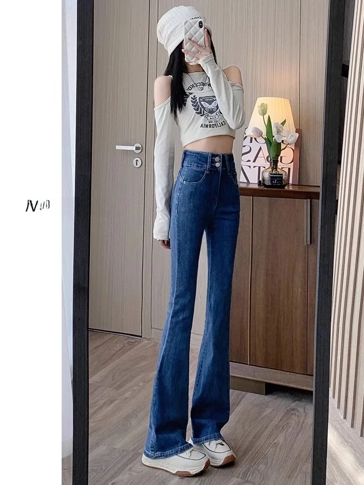 Retro Blue High Waist Bell Bottom Jeans Women's Extended Length Slimming Ladies Flared Pants Cotton Stretch Denim Spring Autumn
Retro Blue High Waist Bell Bottom Jeans Women's Extended Length Slimming Ladies Flared Pants Cotton Stretch Denim Spring Autumn