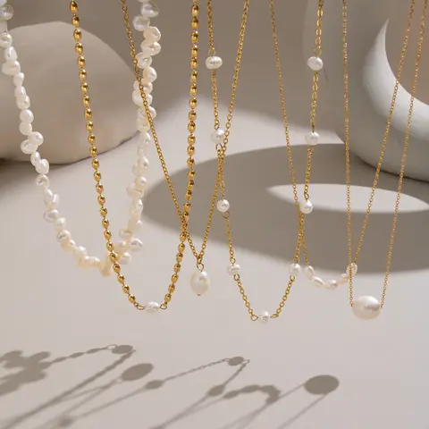 c.citybeauty High Quality Natural Freshwater Pearl Necklace for Women 18k Gold Plated Stainless Steel Charm Jewelry Wholesale