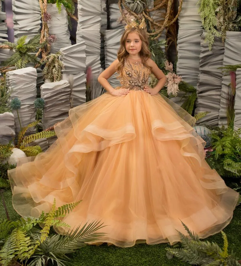 Royal Gold Applique Lace Flower Girl Dress Wedding Party Gown O Neck Princess Beauty Pageant Dress Prom Dresses
Royal Gold Applique Lace Flower Girl Dress Wedding Party Gown O Neck Princess Beauty Pageant Dress Prom Dresses