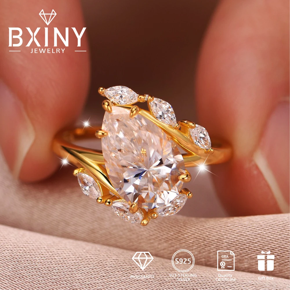 BXINY GRA Certified Pear Cut Moissanite Ring 925 Sterling Silver 18K Gold Plate Lab-grown Diamond Ring Wedding Band Fine Jewelry
BXINY GRA Certified Pear Cut Moissanite Ring 925 Sterling Silver 18K Gold Plate Lab-grown Diamond Ring Wedding Band Fine Jewelry