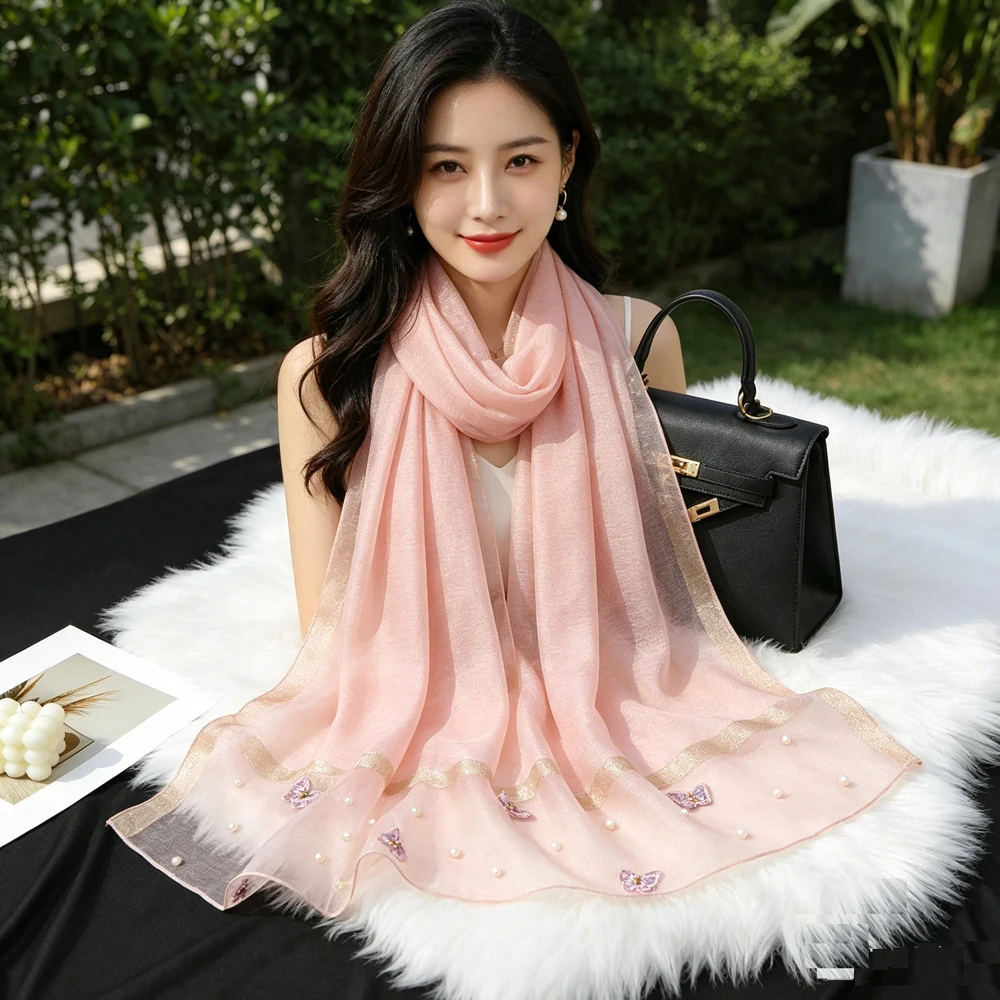 Fashion Women Organza Lace Rhinestones Turban Headscarf Sun Protection Shawl Beach Travel Long Beaded Scarf Bandanas Wrap Mujer
Fashion Women Organza Lace Rhinestones Turban Headscarf Sun Protection Shawl Beach Travel Long Beaded Scarf Bandanas Wrap Mujer