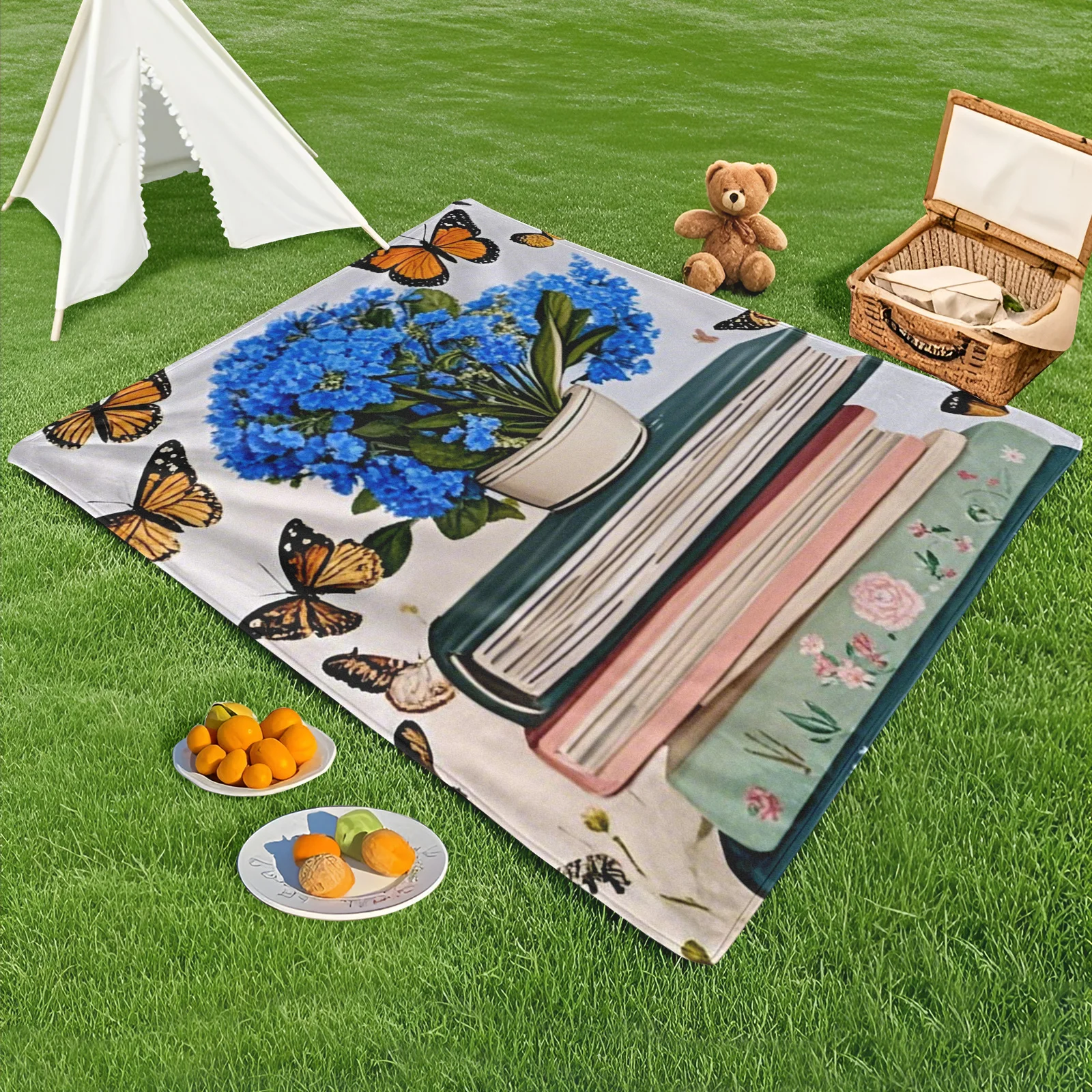 Blue Butterfly And Flower Book Stack Pattern Blanket For Outdoor Picnics And Serene Nature Retreats
Blue Butterfly And Flower Book Stack Pattern Blanket For Outdoor Picnics And Serene Nature Retreats