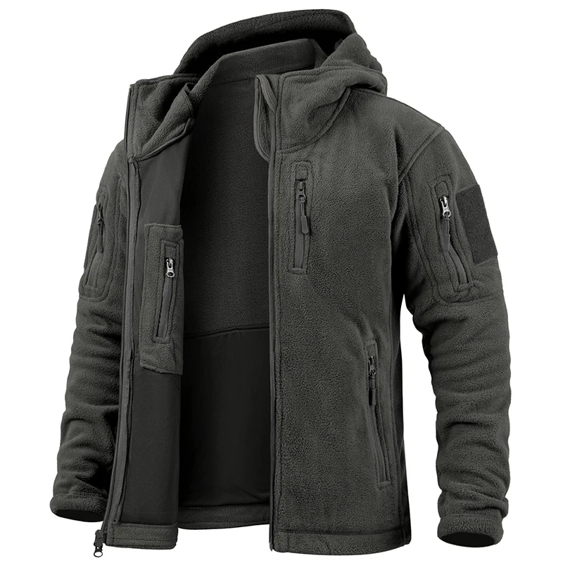 Men's Hunting Fleece Jacket Hiking Hunting Outdoor Fleece Tactical Jacket Winter Warm Full Zip Military Hoodies Multi-Pockets 30 Sb7dd4462183b4bda8efb321dad61a3f7z