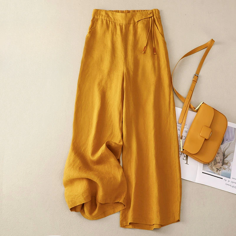 2024 New Retro Art Wide Leg Pants for Women, High Waist Cotton Hemp Casual Pants, Loose Straight Yellow Pants for Women
2024 New Retro Art Wide Leg Pants for Women, High Waist Cotton Hemp Casual Pants, Loose Straight Yellow Pants for Women