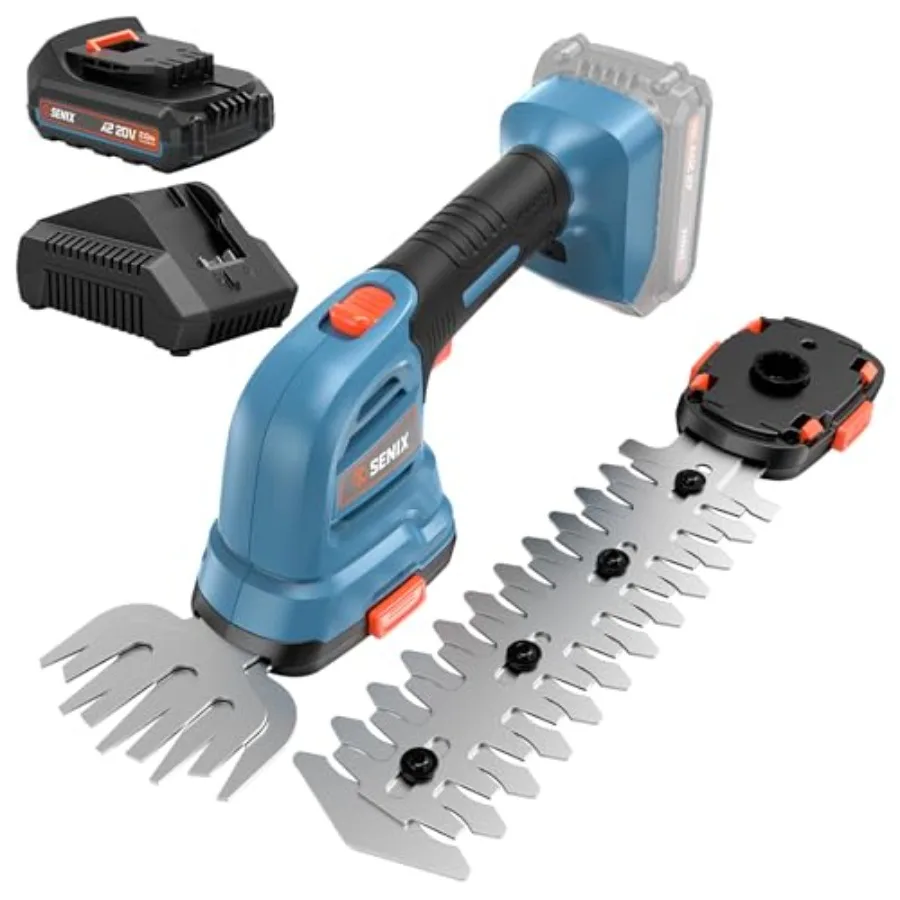 For outdoor gardening: stainless steel blades, green housing, 2-in-1 cordless hedge trimmer and grass shear with interchangeabl
For outdoor gardening: stainless steel blades, green housing, 2-in-1 cordless hedge trimmer and grass shear with interchangeabl