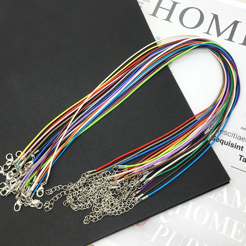 100 Pcs 1.5mm wax rope necklace accessories leather rope chain DIY accessories chain 45cm
100 Pcs 1.5mm wax rope necklace accessories leather rope chain DIY accessories chain 45cm
