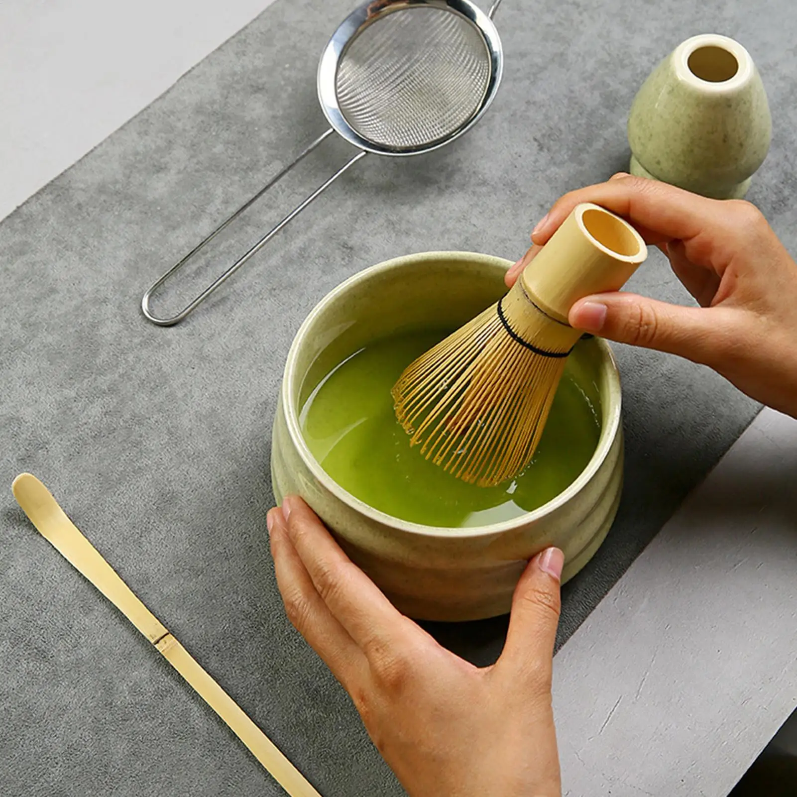 Matcha Making Kits Whisk, Bowl With Spout, Powder Starter Sifter, Ceramic Whisk Holder Japanese Tea Making Aid
Matcha Making Kits Whisk, Bowl With Spout, Powder Starter Sifter, Ceramic Whisk Holder Japanese Tea Making Aid