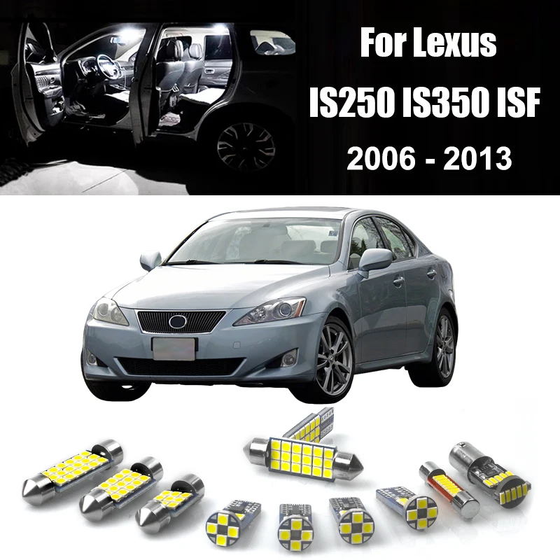 Для Lexus IS250 IS350 ISF 2006-2013: Комплект из 17 светодиодных ламп для салона (подсветка для чтения, зеркала, номерного знака, багажника) и аксессуары
Для Lexus IS250 IS350 ISF 2006-2013: Комплект из 17 светодиодных ламп для салона (подсветка для чтения, зеркала, номерного знака, багажника) и аксессуары