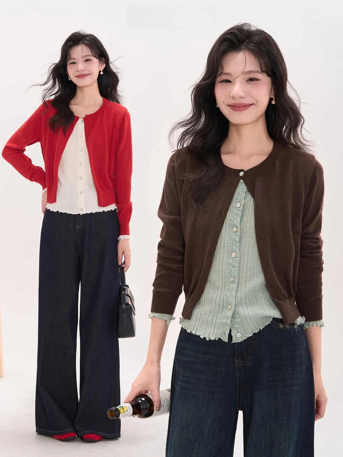 Женский вязаный кардиган в винтажном стиле с эффектом двухслойности, цвет «Сеульский закат», с кружевом, открытый, осенний, повседневный, свободного кроя, длинный рукав
Женский вязаный кардиган в винтажном стиле с эффектом двухслойности, цвет «Сеульский закат», с кружевом, открытый, осенний, повседневный, свободного кроя, длинный рукав