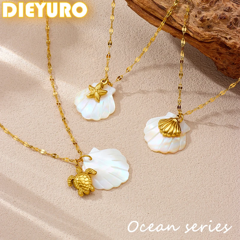 DIEYURO 316L Stainless Steel Marine Animal Shell Choker Pendant Necklace For Women Classic New Trend Neck Chain Glamorous Gift
DIEYURO 316L Stainless Steel Marine Animal Shell Choker Pendant Necklace For Women Classic New Trend Neck Chain Glamorous Gift