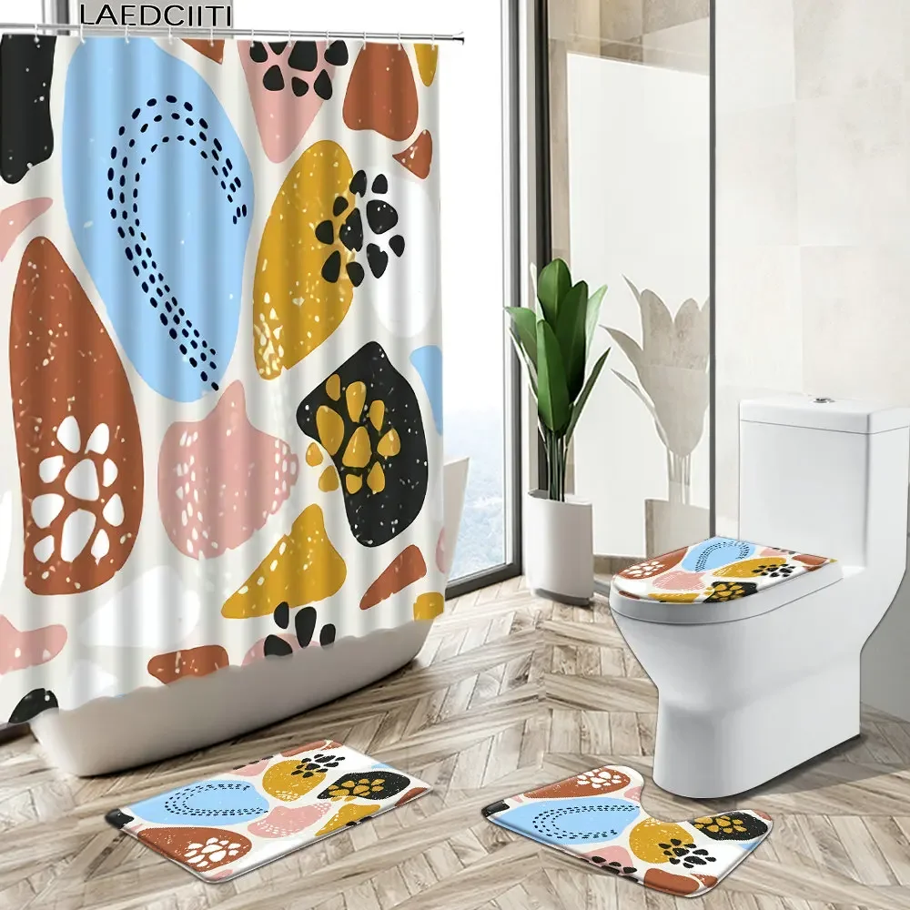 Colorful Abstract Pattern Shower Curtain Geometric Stripe Round Child Bathroom Set Bath Carpet Toilet Cover Floor Mat Washable
Colorful Abstract Pattern Shower Curtain Geometric Stripe Round Child Bathroom Set Bath Carpet Toilet Cover Floor Mat Washable