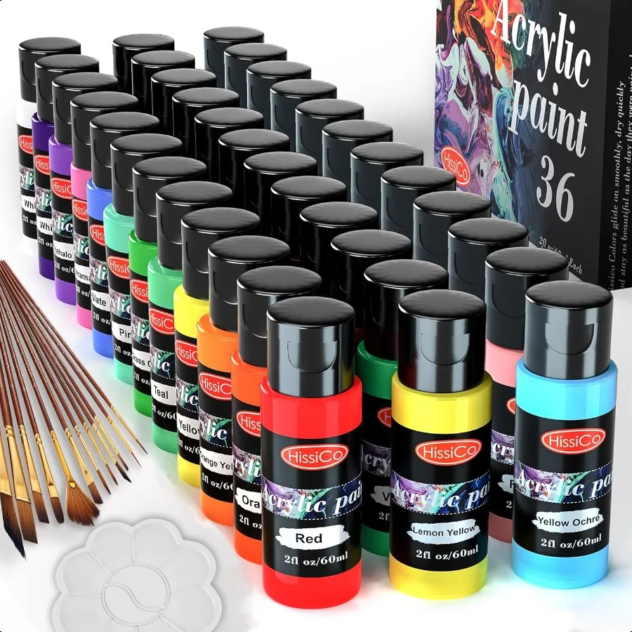 Acrylic Paint Set of 36 Colors 2fl oz 60ml BottlesNon Toxic 36 Colors Acrylic Paint No Fading Rich Pigment for s Canvas Crafts
Acrylic Paint Set of 36 Colors 2fl oz 60ml BottlesNon Toxic 36 Colors Acrylic Paint No Fading Rich Pigment for s Canvas Crafts