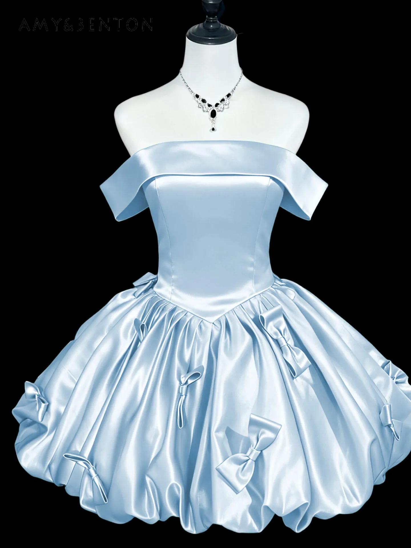 Summer New Elegant Women's Blue Pink Black Off-Shoulder Short Slim Fit Bow Princess Puffy Dress for Birthday Party Prom Host
Summer New Elegant Women's Blue Pink Black Off-Shoulder Short Slim Fit Bow Princess Puffy Dress for Birthday Party Prom Host