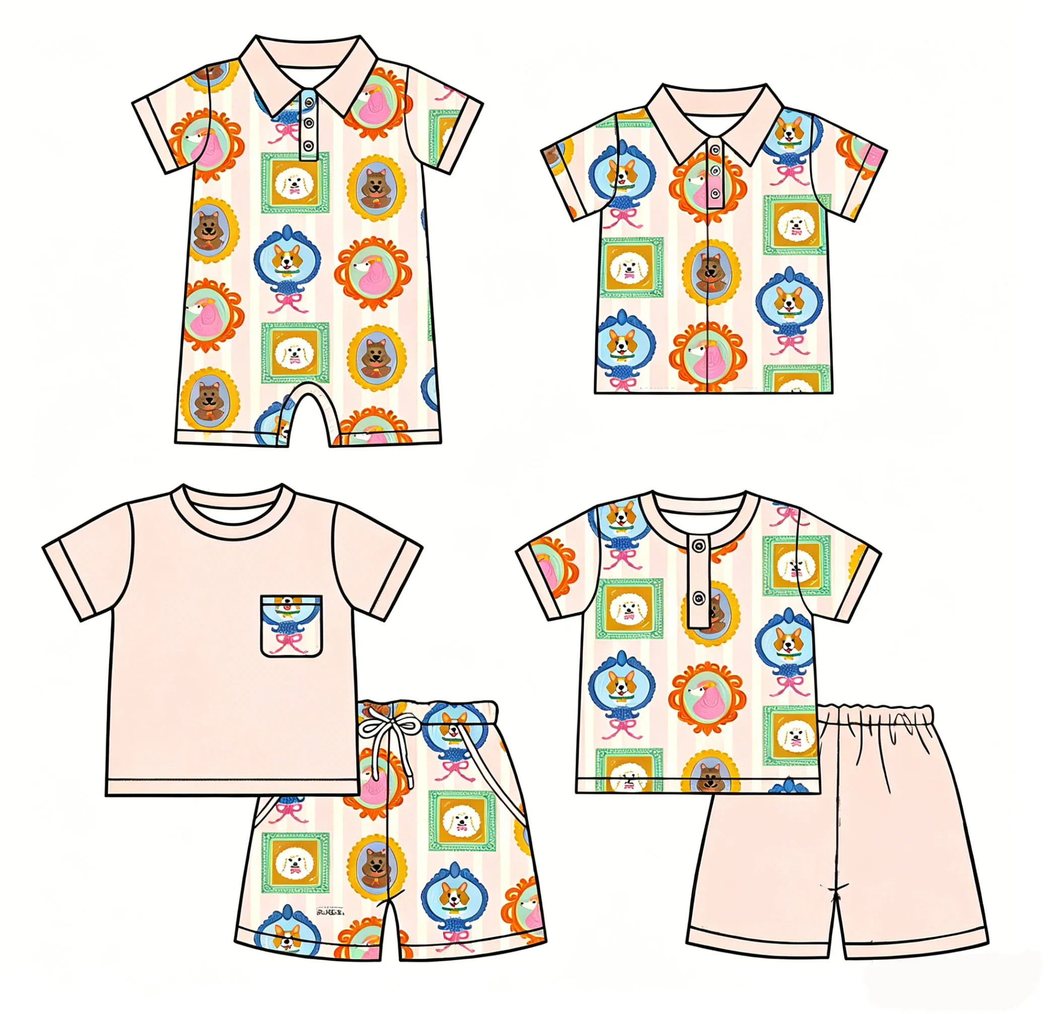 Hot sale Boutique boys sets short-sleeved shirt shorts button pockets short-sleeve bodysuit and collared top animal print
Hot sale Boutique boys sets short-sleeved shirt shorts button pockets short-sleeve bodysuit and collared top animal print