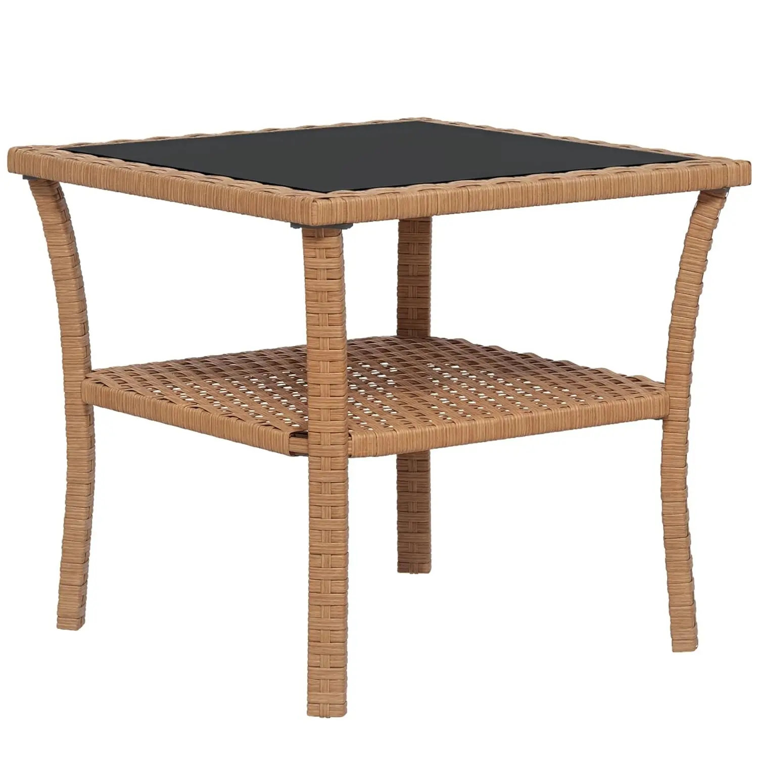Rattan Side Table, Outdoor End Table with Storage Shelf, Aluminum Frame Square, Coffee Table with Tempered Glass, Customized
Rattan Side Table, Outdoor End Table with Storage Shelf, Aluminum Frame Square, Coffee Table with Tempered Glass, Customized
