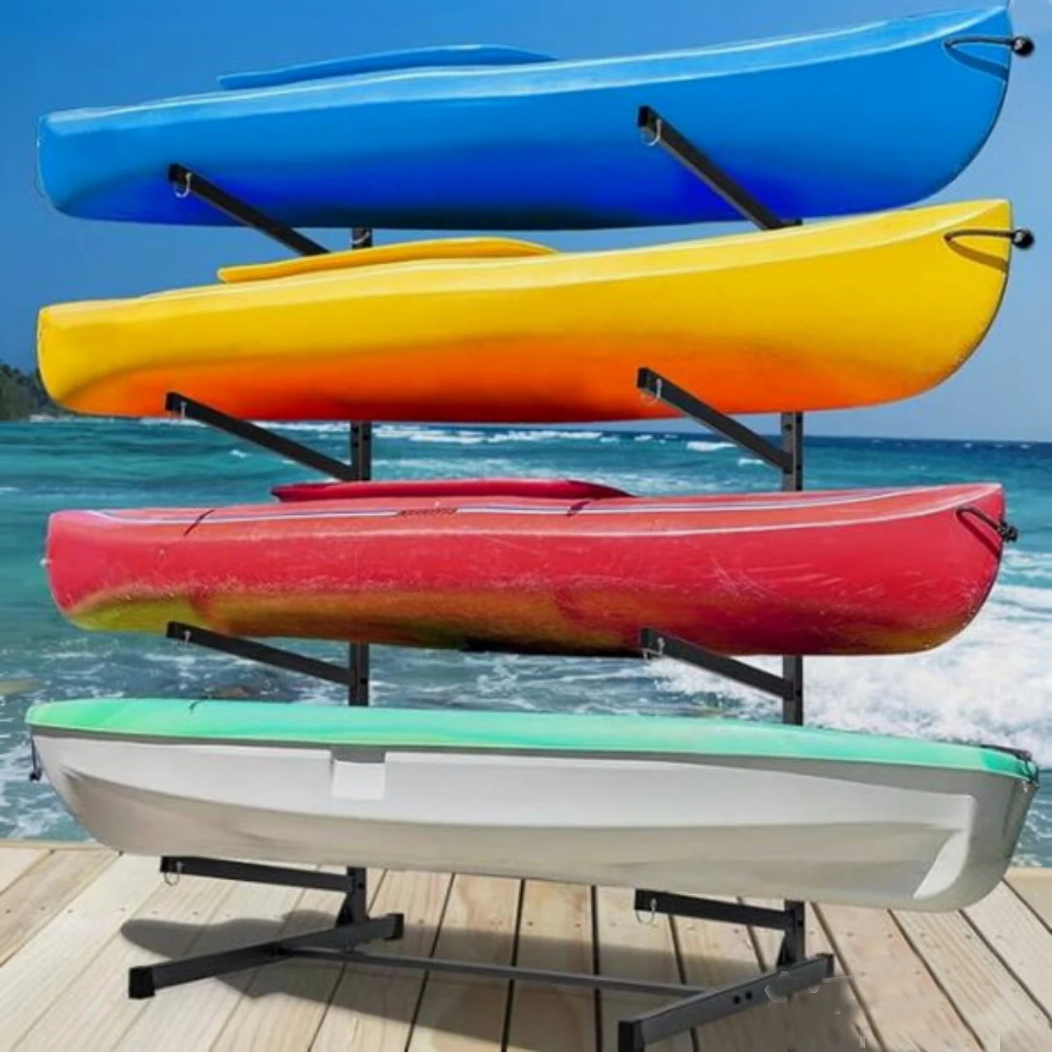Freestanding Kayak Storage Rack with Wheels, Adjustable Kayak Racks for Garage and Outdoor, Heavy Duty Kayak Stands for Canoes, Kayaks, SUP and Surfboards
Freestanding Kayak Storage Rack with Wheels, Adjustable Kayak Racks for Garage and Outdoor, Heavy Duty Kayak Stands for Canoes, Kayaks, SUP and Surfboards