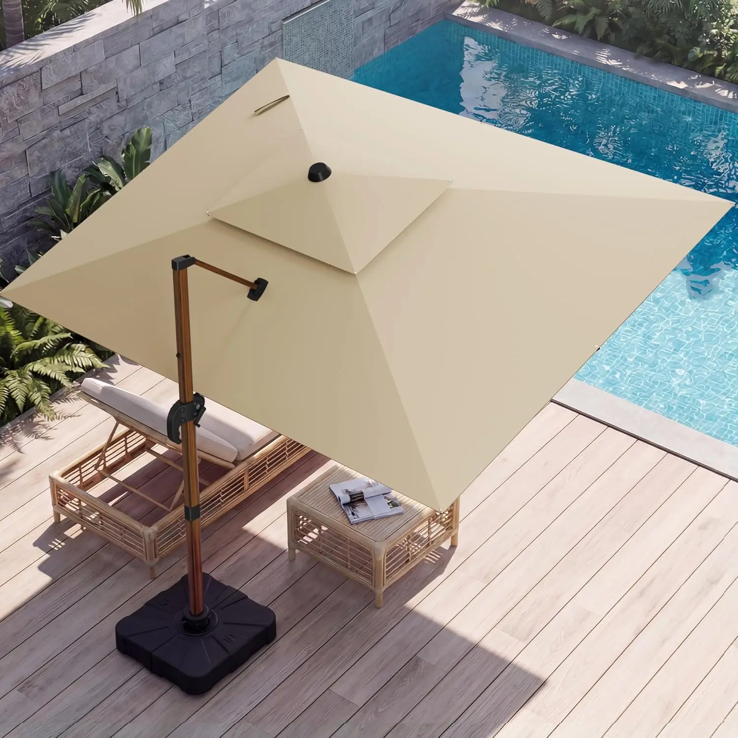 10x13 FT Wood Pattern Patio Umbrella, Large Deluxe Cantilever Rectangular Double Top Heavy Duty Offset Umbrellas, Customized
10x13 FT Wood Pattern Patio Umbrella, Large Deluxe Cantilever Rectangular Double Top Heavy Duty Offset Umbrellas, Customized