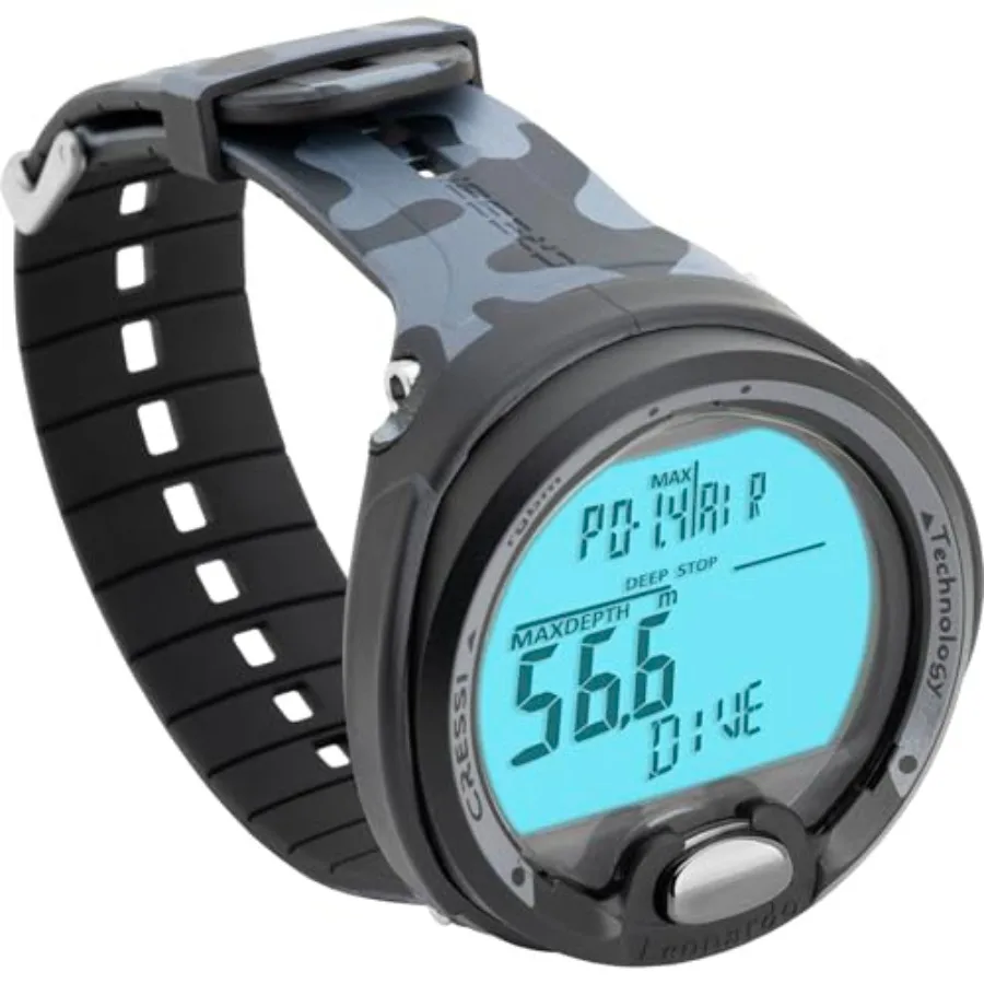 Scuba diving computer for air/nitrox/gauge modes, polycarbonate case with silicone strap, black with blue backlight, waterproof
Scuba diving computer for air/nitrox/gauge modes, polycarbonate case with silicone strap, black with blue backlight, waterproof