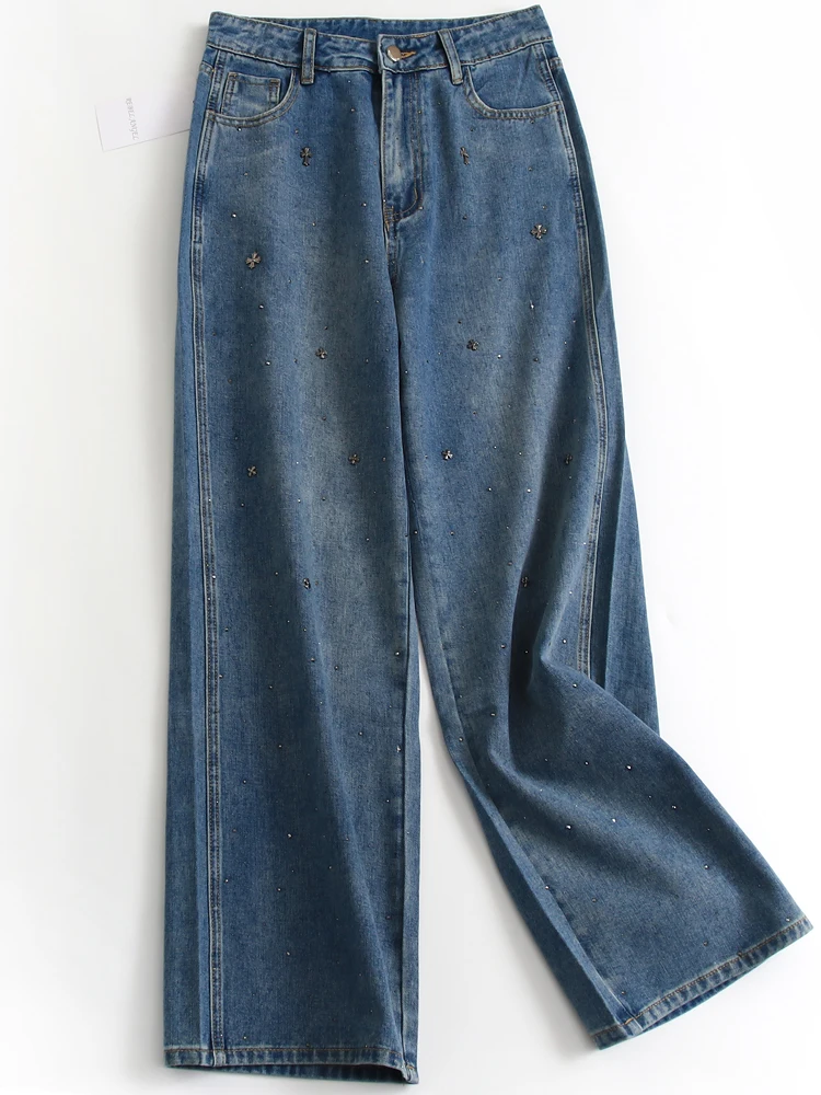 High Waist Straight Leg Jeans Loose Wide Leg Pants Women's Fashionable Slimming Leg Illusion Blue Denim Trousers for All Seasons
High Waist Straight Leg Jeans Loose Wide Leg Pants Women's Fashionable Slimming Leg Illusion Blue Denim Trousers for All Seasons