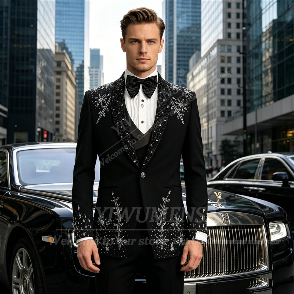 Luxury Beaded Stones Suit Men For Wedding Single Breasted Jacket Vest Pants 3 Piece Sets Man Baanquet Tuxedos Customized Outfit
Luxury Beaded Stones Suit Men For Wedding Single Breasted Jacket Vest Pants 3 Piece Sets Man Baanquet Tuxedos Customized Outfit