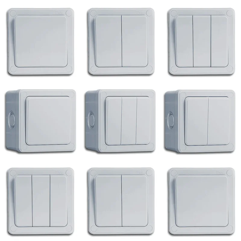 IP66 Waterproof Outdoor Wall Switch Home Plastic Switches 1/2/3 Gang Push Button Switch 16A Power Switch ON OFF fixed with screw
IP66 Waterproof Outdoor Wall Switch Home Plastic Switches 1/2/3 Gang Push Button Switch 16A Power Switch ON OFF fixed with screw