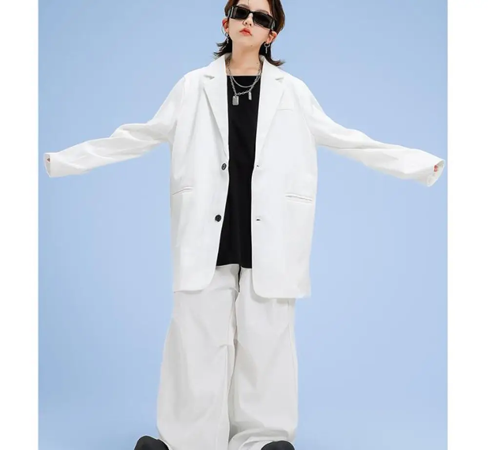 Children Jazz Dance Performance Costume White Kids Group Hip Hop Outfit Suit for Teen Boys Girls Fashion Loose Blazers Set
Children Jazz Dance Performance Costume White Kids Group Hip Hop Outfit Suit for Teen Boys Girls Fashion Loose Blazers Set