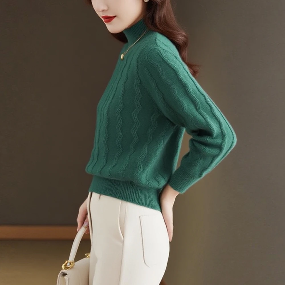 Half High Collar Long Sleeve Sweaters Women Clothing Zigzag Pattern Warm Pullover Lady Black Coffee Red Green Knit Shirt Top
Half High Collar Long Sleeve Sweaters Women Clothing Zigzag Pattern Warm Pullover Lady Black Coffee Red Green Knit Shirt Top