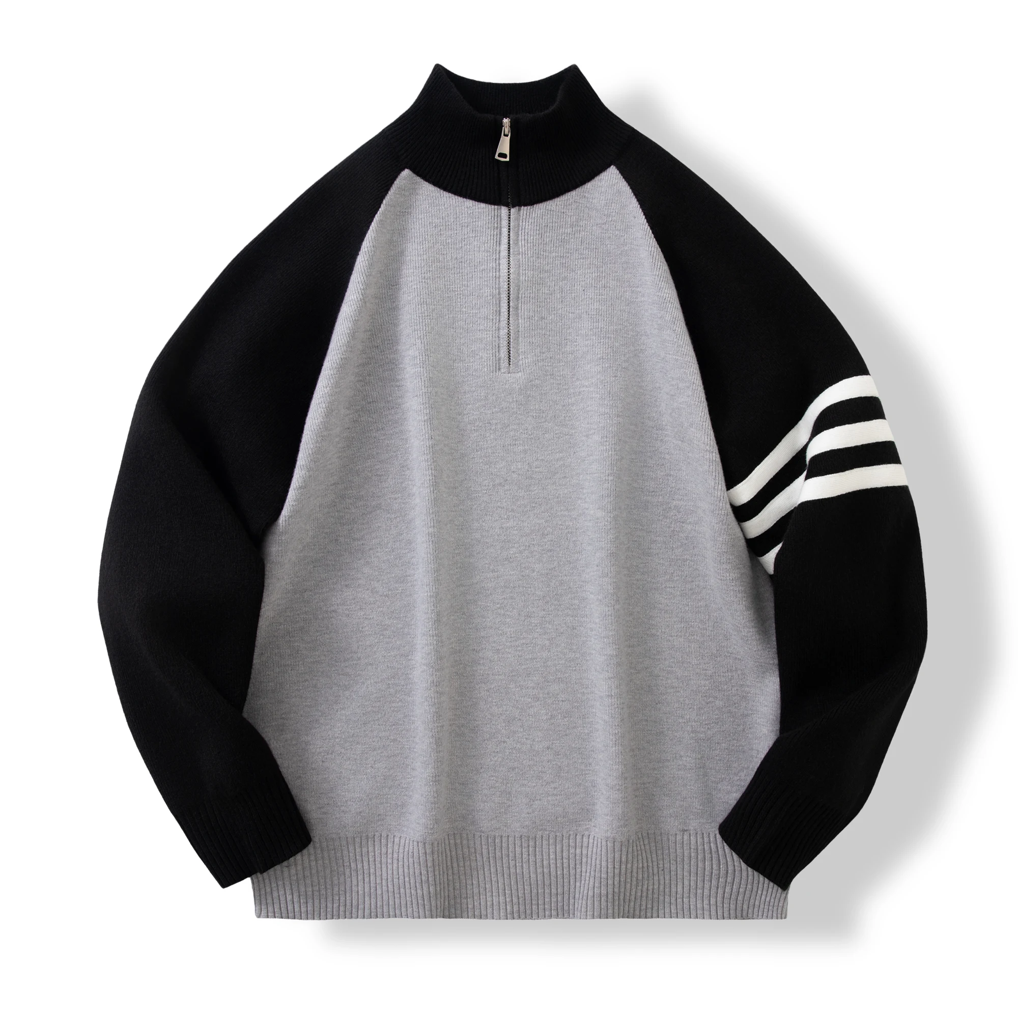 Laid-ba Sle Men's Knitted Sweater Loose Fit Stand Collar Zipper Splice Autumn Winter Casual Faion Soft Acrylic Long Sve
Laid-ba Sle Men's Knitted Sweater Loose Fit Stand Collar Zipper Splice Autumn Winter Casual Faion Soft Acrylic Long Sve