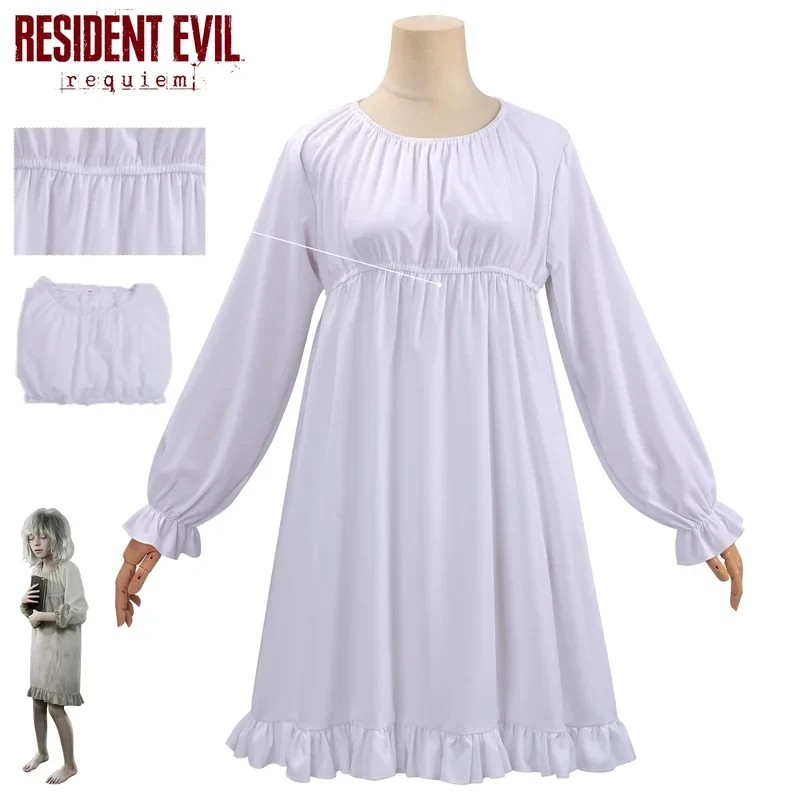 Euro 7 Cos Resident Evil 9 Requiem Emily Cosplay Costume White Nightdress Full Set Anime Outfit Halloween Dress Women Cute 【【【2
Euro 7 Cos Resident Evil 9 Requiem Emily Cosplay Costume White Nightdress Full Set Anime Outfit Halloween Dress Women Cute 【【【2