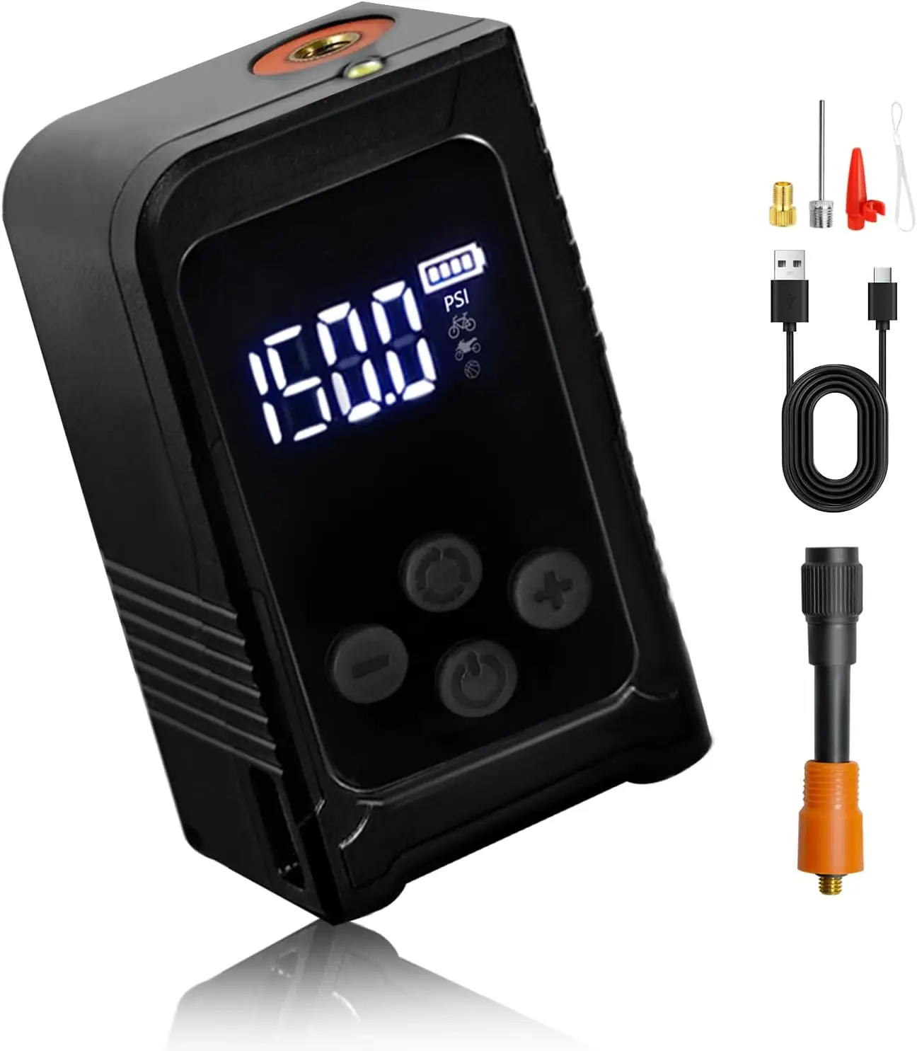 Портативный электрический велосипедный насос с манометром, 150PSI для шоссейных, горных, электронных велосипедов и шариков
Портативный электрический велосипедный насос с манометром, 150PSI для шоссейных, горных, электронных велосипедов и шариков