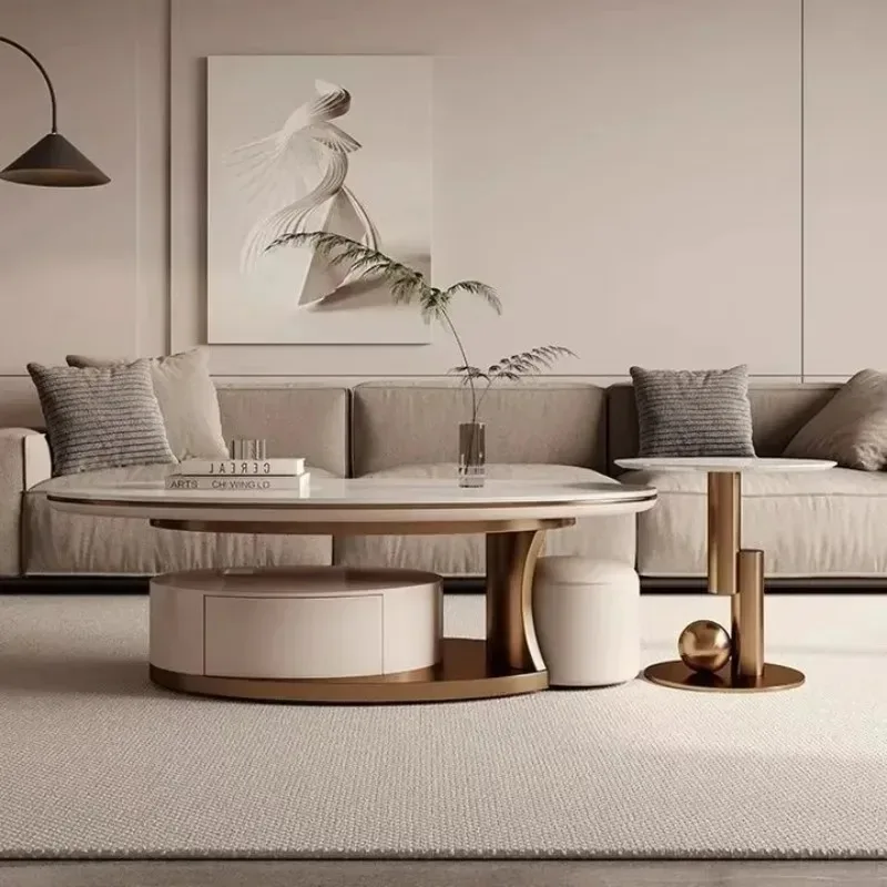 Coffee table light luxury high-end rock slab small apartment household Italian oval small table
Coffee table light luxury high-end rock slab small apartment household Italian oval small table