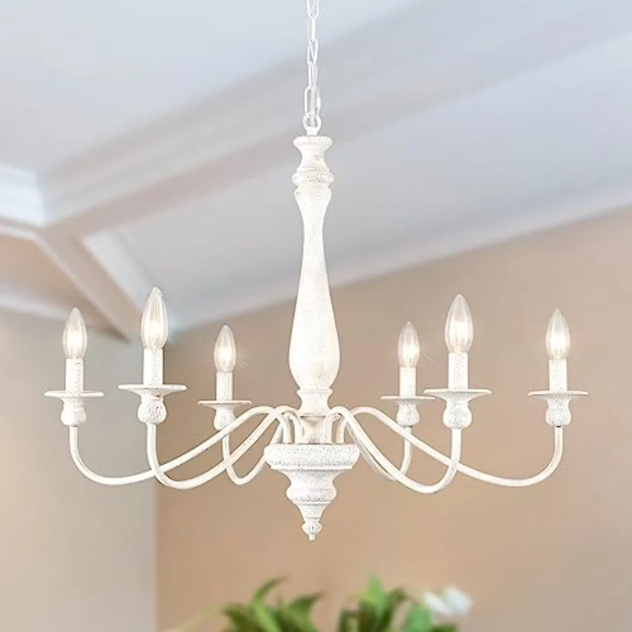 Farmhouse Chandeliers for Dining Room: 6-Light Distressed White Wood Vintage Rustic French Country Hanging Light Fixture for Be
Farmhouse Chandeliers for Dining Room: 6-Light Distressed White Wood Vintage Rustic French Country Hanging Light Fixture for Be