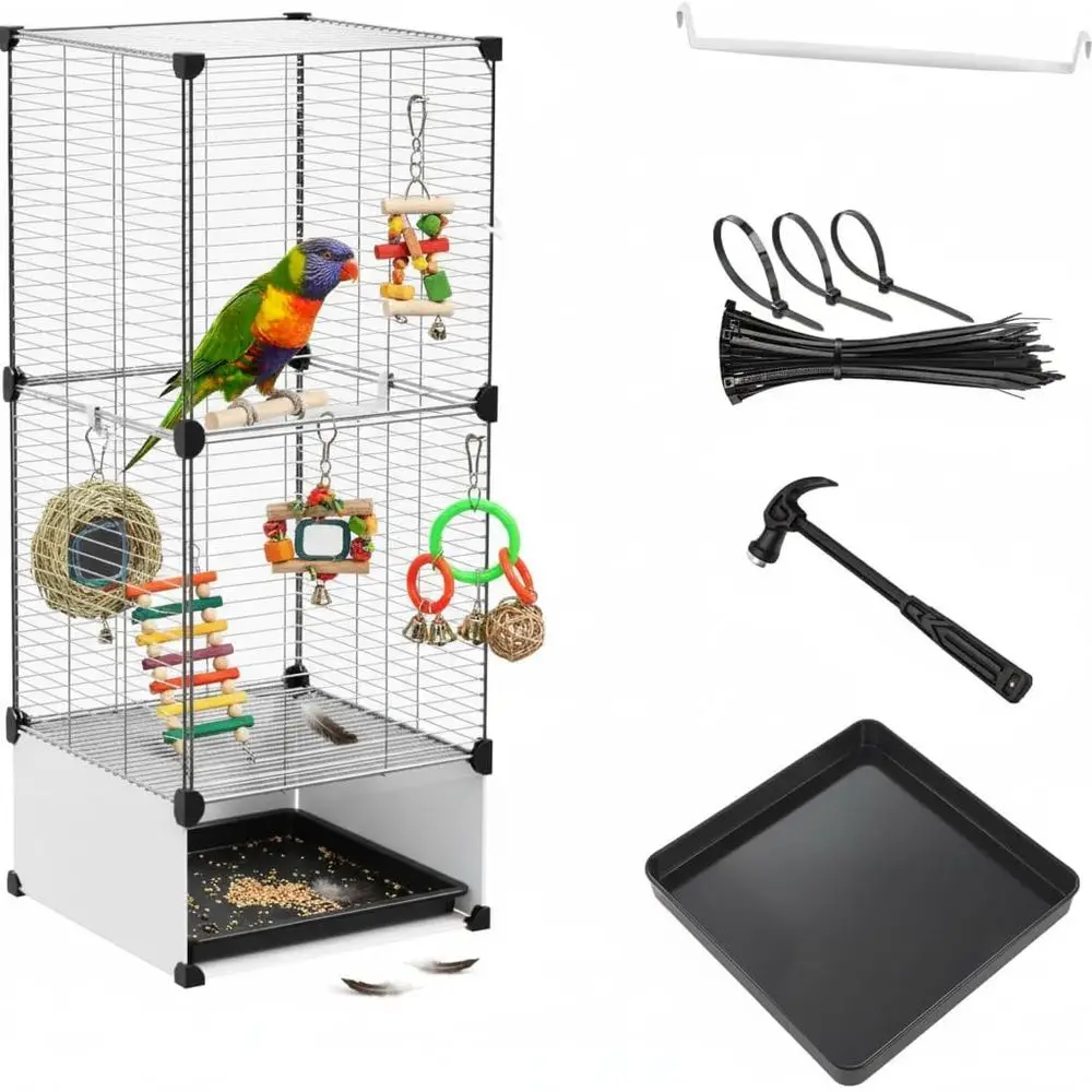 Portable Small Animal Cage with Removable Tray, Adjustable Perch, and Lockable Door for Birds and Parrots
Portable Small Animal Cage with Removable Tray, Adjustable Perch, and Lockable Door for Birds and Parrots