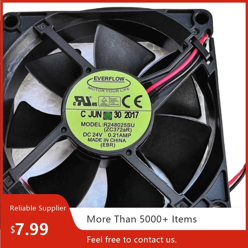 80mm 24V Axial Case Cooling Fan for Everflow R248025SU Hydraulic Bearing Cooling Fan for Server, Industrial Equipment
80mm 24V Axial Case Cooling Fan for Everflow R248025SU Hydraulic Bearing Cooling Fan for Server, Industrial Equipment