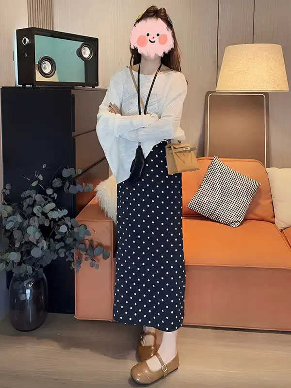 Sweet Two-Piece Set High Waist Polka Dot Half Skirt Loose Top Trendy Spring Fashion Women's Ensemble Casual Style Adult Size
Sweet Two-Piece Set High Waist Polka Dot Half Skirt Loose Top Trendy Spring Fashion Women's Ensemble Casual Style Adult Size
