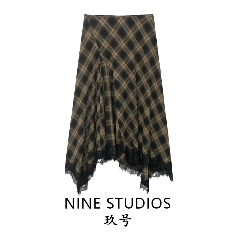 High Waist Plaid Lace Splicing Midi Skirt European Sle Casual Polyester Fabric Irregular Skirt for Women Winter 2025
High Waist Plaid Lace Splicing Midi Skirt European Sle Casual Polyester Fabric Irregular Skirt for Women Winter 2025