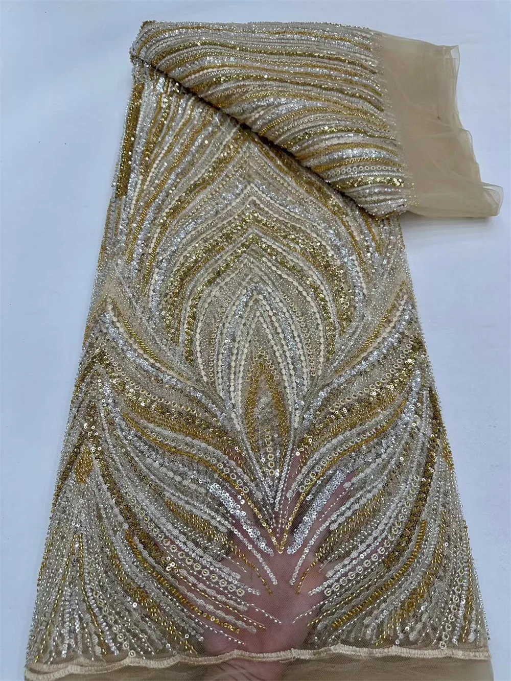 African Beaded Lace Fabric 2024 High Quality Mesh Lace Embroidered French Sequins Fabric For Luxury Evening Dresses 2024 Wp589-2
African Beaded Lace Fabric 2024 High Quality Mesh Lace Embroidered French Sequins Fabric For Luxury Evening Dresses 2024 Wp589-2